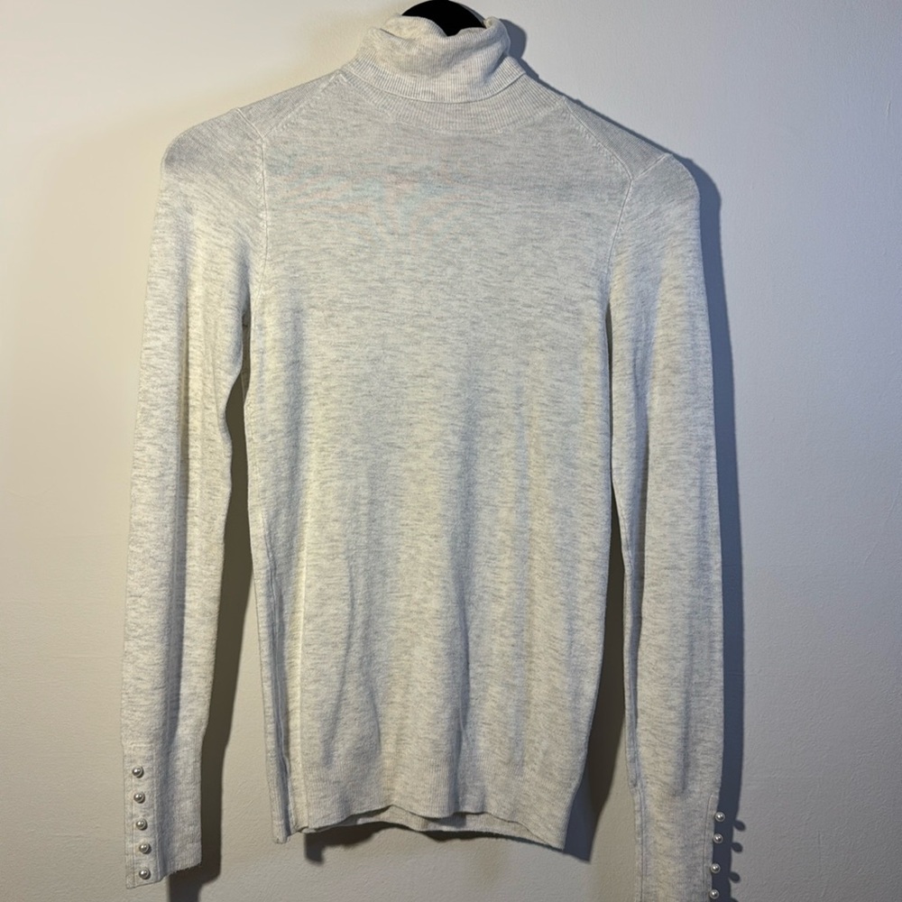 ZARA KNIT WOMENS CREAM TURTLENECK TOP SIZE S LIKE NEW